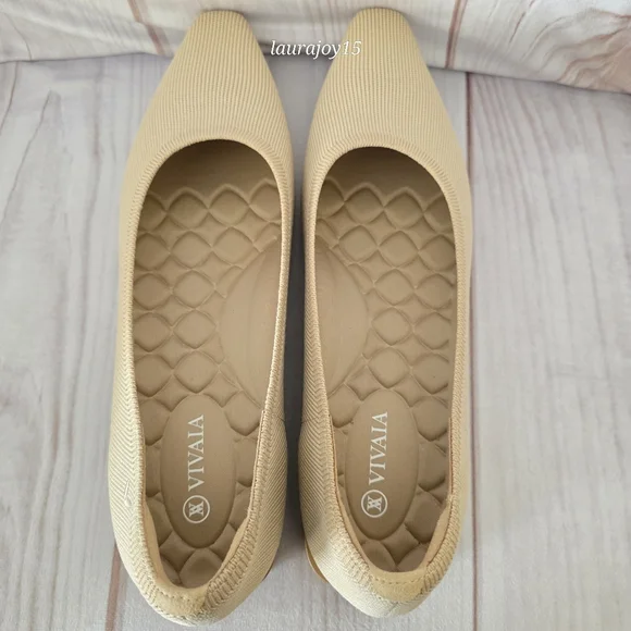 Vivaia Minnie Pro Small Square Toe Flats Khaki Tan Womens 41 US 9.5 - Picture 4 of 11